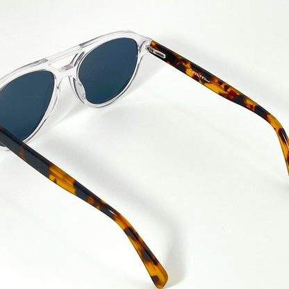 Crystal Tortoise Aviator Acetate Polarized Unisex Sunglasses