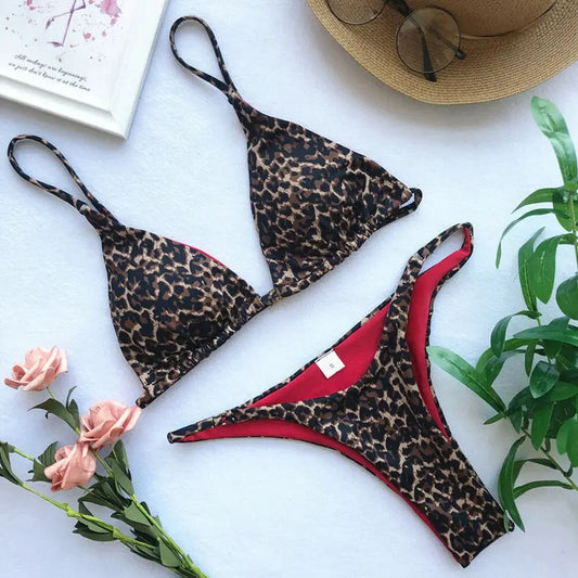 Women Swimsuit Sexy Leopard Bikini 2024 Summer Beach Bikini Set Ladies Holiday Swimwear Swimming Pool Bathing Suit
