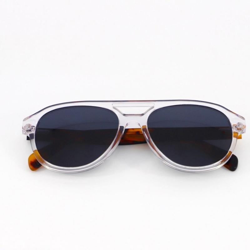 Crystal Tortoise Aviator Acetate Polarized Unisex Sunglasses