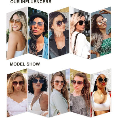 Classic Trendy Square Oversized Sunglasses Womens Mens UV400 Big Large Designer Shades SJ1082 Square Frame Glass