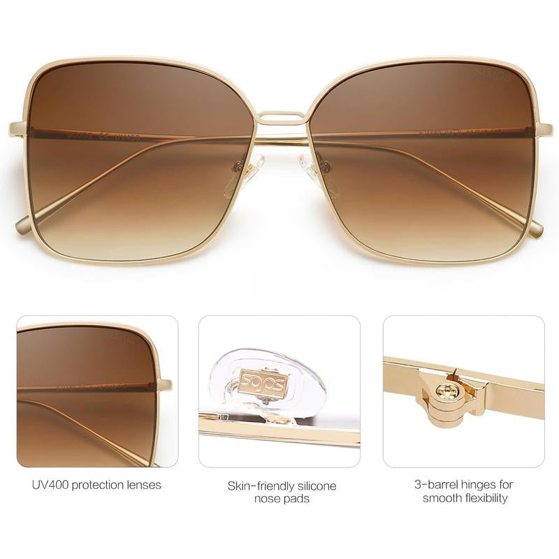 Classic Trendy Square Oversized Sunglasses Womens Mens UV400 Big Large Designer Shades SJ1082 Square Frame Glass