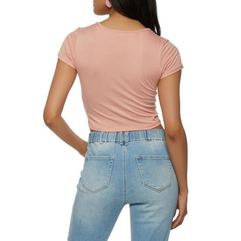 Drawstring Front Crop Top