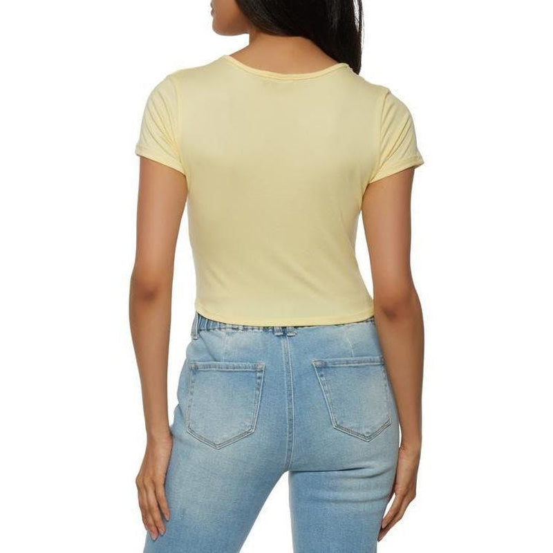 Drawstring Front Crop Top